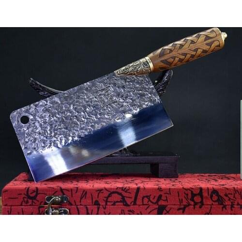 Longquan household kitchen knife chopping and cutting dual-purpose knife antique ghost hand slicer chef special knife cleaver