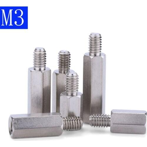 M3 + 6mm Male-Female 303 Stainless Steel Hex Column Standoff Support Spacer Screws Nut Pillar Stud