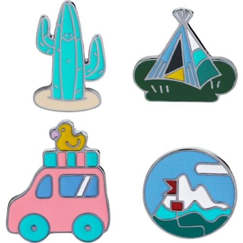 Trendy Cartoon series Pins Zinc Alloy four Designs for choose Brooches For Women Girl