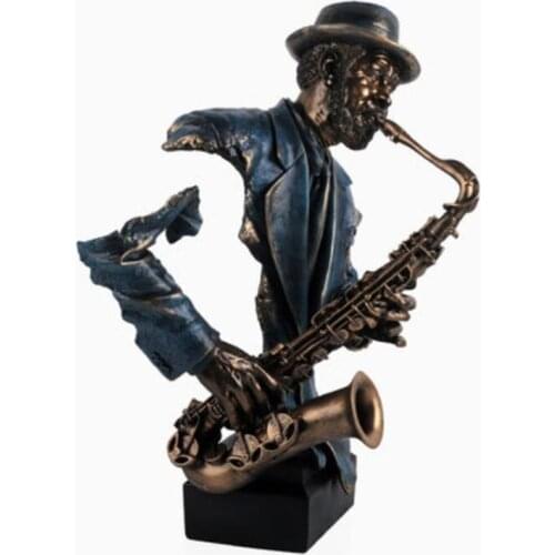 Music Saxophone Bust Statue Art Sculpture Decoration Abstract Figure Musician Figurine Resin Craft Modern Home Decor 57cm R1438