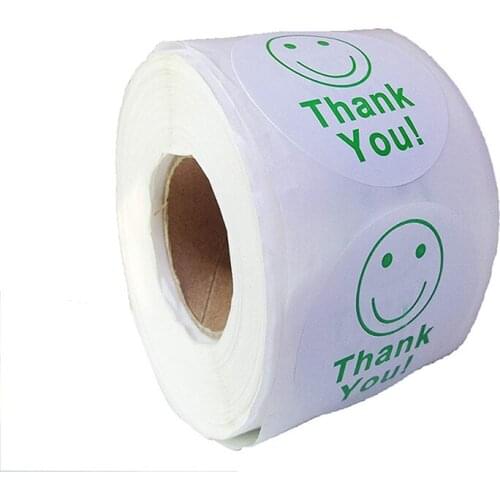 2021 New Trends Round Thank You Smiley Face Stickers Adhesive Labels Decoration Your Bathroom Living Gift Wedding Easy To Peel