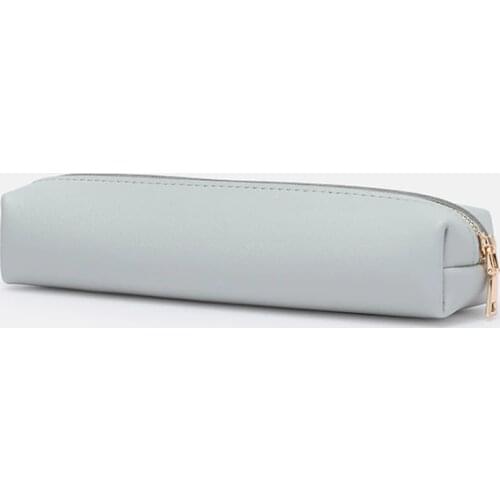 New product pure color Korean simple men and women pencil case creative small fresh pu leather student stationery bag pencil bag