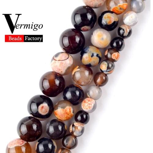 Wholesale Natural Stone Beads Orange Frie Agates Onyx Charm Loose Beads For Jewelry Making 6 8 10mm Pick Size Diy Bracelet