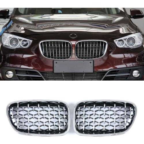 A Pair F07 Diamond Grille For BMW 5 Series GT F07 528i 535i 550i 2009-2017 Front Bumper Kidney Grilles Car Styling