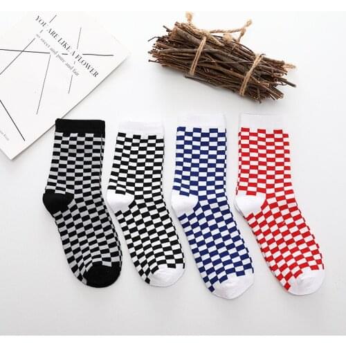 Couples stockings Harajuku plaid socks cotton sports tube socks men and women trend street dance skateboard socks