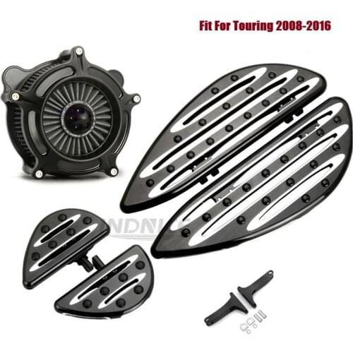 Front Rear Black Deep edge cut Floorboard Foot peg Air Cleaner Fit For harley 2008-2013 FLHTCU Ultra Classic Electra Glide