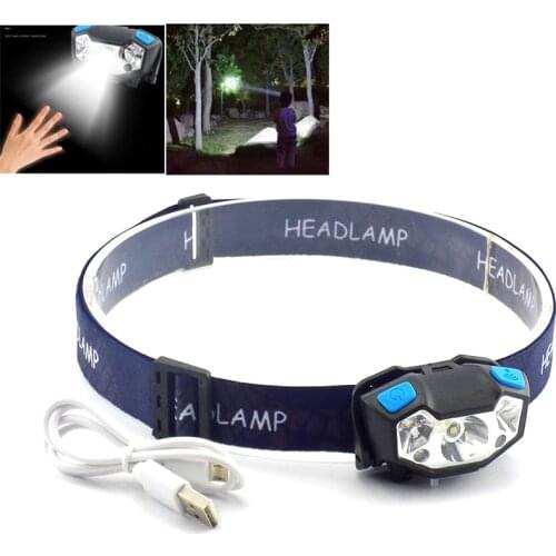 Rechargeable USB Charging Q5 LED Headlamp Headlight Sensor Motion Waterproof Lamp Built-in Battery Head Torch Flashlight camping