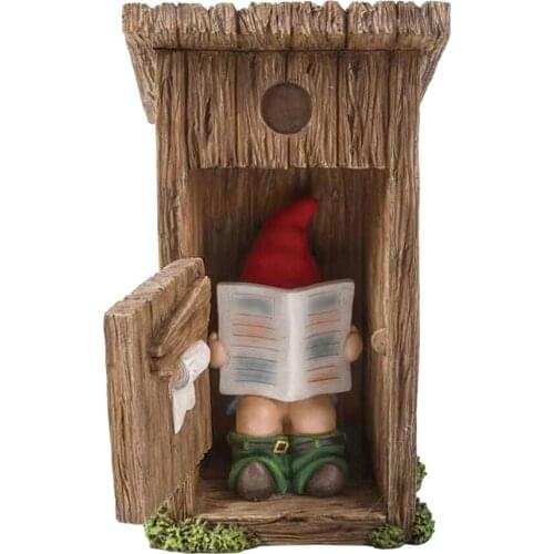 Resin Ornaments Naughty Toilet Not Close The Door Read Newspaper Dwarf Statue Dwarf Statue Most Interesting Outdoor Sturdy
