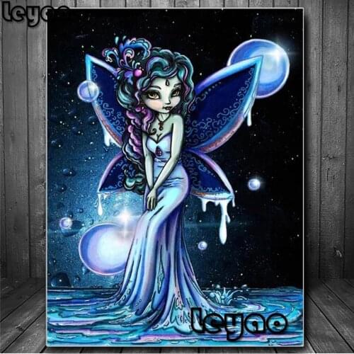 Moon night Full diamond painting Cartoon girl fairy angel mosaic puzzle cross stitch diy 5d diamond embroidery Mosaic Home Decor