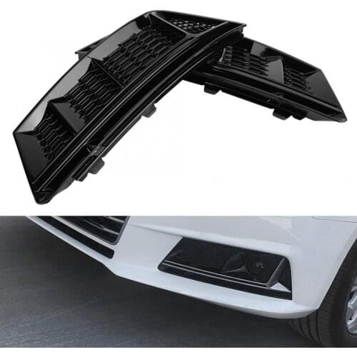 2pcs for S4 Style Glossy Black Front Bumper Fog Light Lamp Grilles Cover for Audi A4 B9 2017-2018 Car Accessories