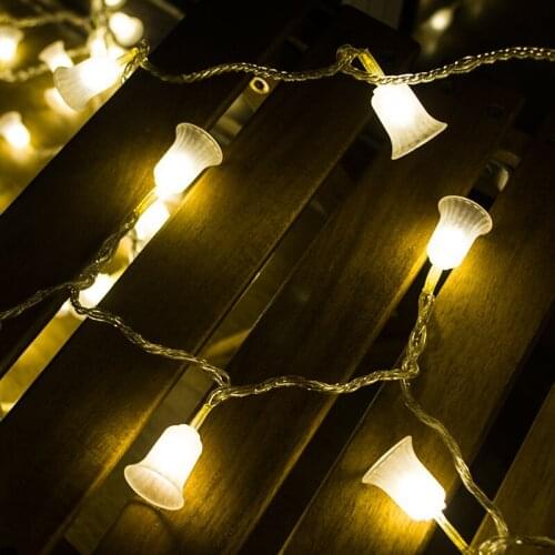 Toprex warm white christmas jingle bell led string light xmas garland light party decoration