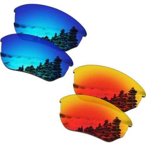 SmartVLT 2 Pairs Polarized Sunglasses Replacement Lenses for Oakley Flak Beta Ice Blue and Fire Red