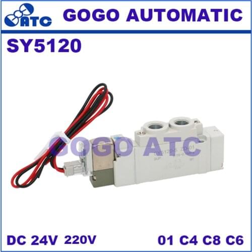 SMC type solenoid valve SY5120 pneumatic component 2 position single electromagnetic solenoid valve G D L plug connector 24 220V