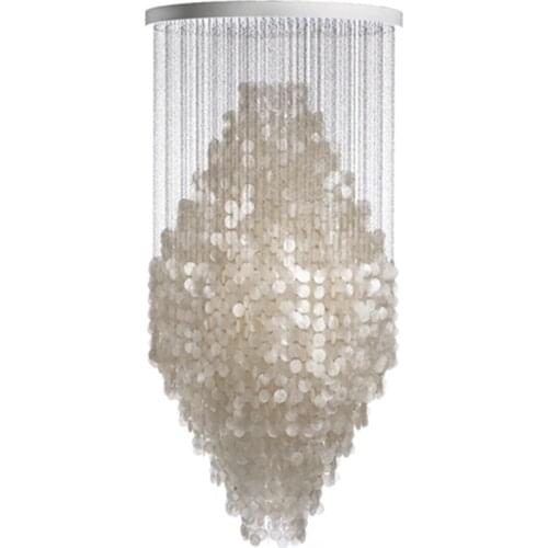 Modern White Capiz Shell Chandeliers Lighting Lustre Pendant Lamps Restaurant Hanging Lamp Light kithcen Fixture luminaire avize