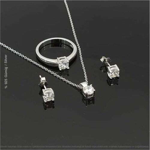 Silver Zircon Engagement Triple Set Jewelry Outlet