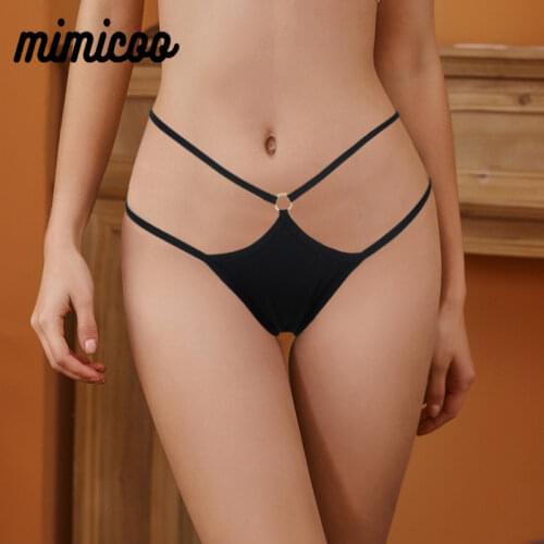 1 Pcs Sexy Women G-String Cotton Panties Lingerie Fashion Metal Ring T back Underwear Female Low Waist Thin Hollow Out Thong