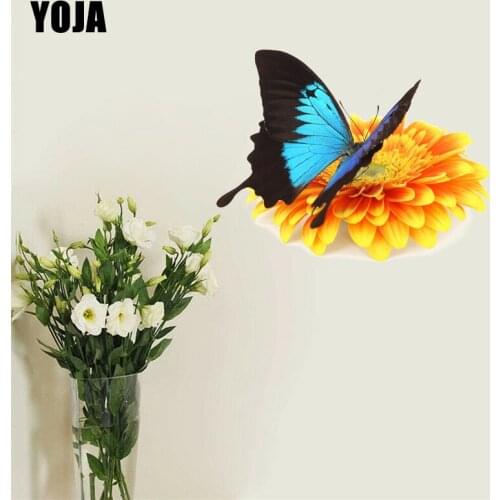 YOJA 46.4×36CM Orange Daisy Butterfly Fashion Home Decor Living Room Wall Stickers Accessories 8WS0340