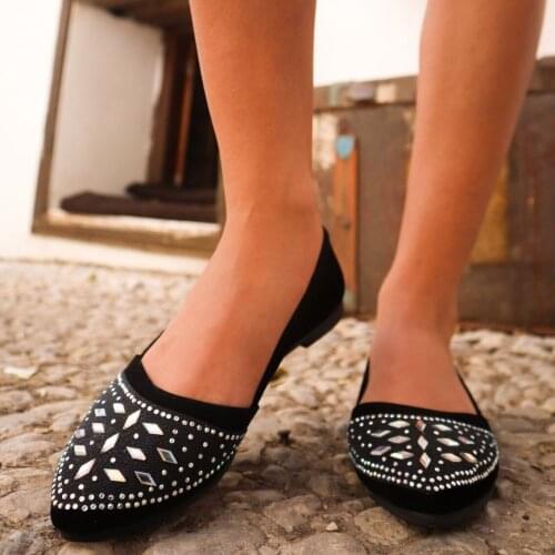 Tonar Berry Black Suede Ballerina Women Shoes Spring Summer New Season Casual Cool Casual Style Elegant Summer