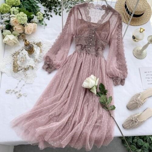 2021 spring autumn mesh long robe women slim sexy button v-neck boho dress ladies elegant beach wear casual dresses vestidos