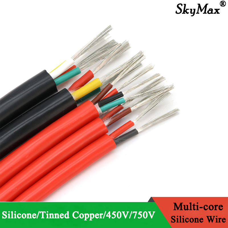 Square 0.5mm Black Ultra Soft Sheath Wire 2 3 4 Core Silicone Rubber Cable Insulated Flexible Copper High Temperature Power Line