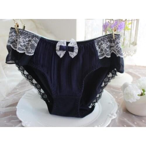100% Real Photoes M L XL Lovely Cute Lolita Kawaii Princess Cotton Pleated Chiffon Big Bow Panties Underwear Brief WP230