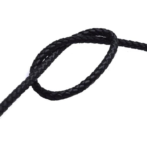 2m/lot Approx:5mm Round Black Genuine Leather Cords Cow Leather Cord Rope for Leather Bracelets Making Leather Strands Material