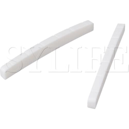 2x White 4.3cm Electric Guitar Bone 6 String Slotted Nut Bridge for Replacement