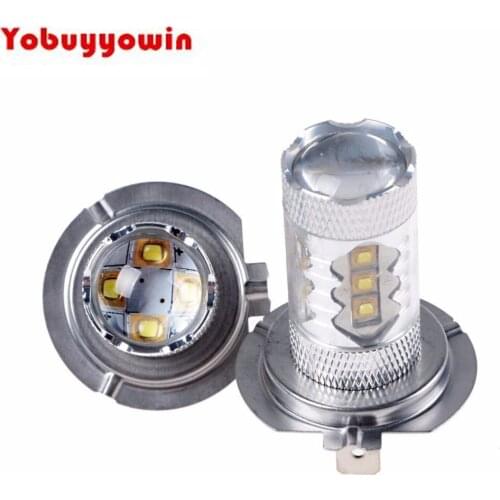 2Pcs CREE Chips White Lamp H7 Projector LED Bulb Fog Light DRL Daytime Running Lamp For Buick Ford Mustang Chevy Camaro Cadillac