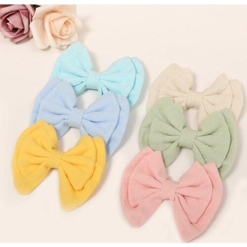 30 Pcs/Lot, 3.5 inch Soft Cotton Linen Fabric Hair Bow Clips, Kids Girls Boutique Bow Hair Clips, Baby Hair Accessories