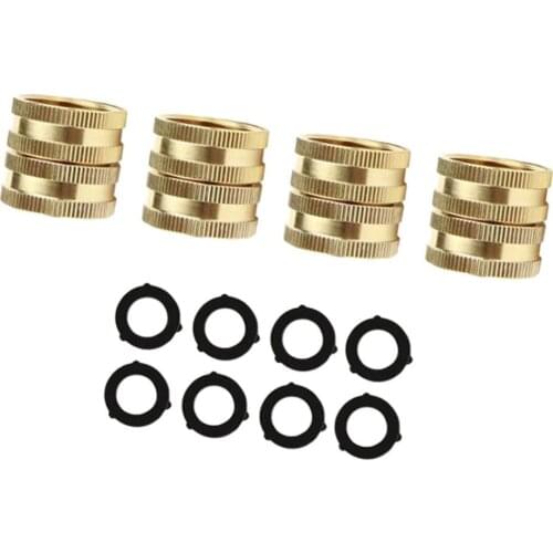 4Pcs 3/4'' Brass Garden Hose Double Female End Connector Fitting w/ 8 Washer