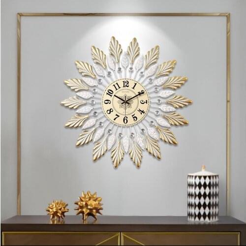 American Creative Wooden Metal Wall Clocks Home Livingroom Mute Clock Crafts Hotel 3D Stereo Wall Mural Ornaments Decoration Art