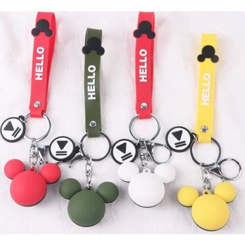 Cartoon Anime Mouse Head Keychain Children Women Backpack Keychain Ring Creative Soft Mouse Pendant Couple Keyfob Gift