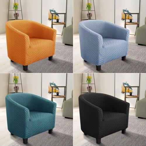 Stretch Jacquard Tub Armchair Covers Spandex Club Sofa Cover Coffee Shop Bar Arc Couch Slipcovers for Living Room Solid Color