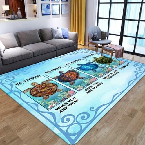Colorful sea turtle printed Carpets for Living Room Washable Bedroom bedside sofa non-slip Rug soft flannel Home Decor floor mat