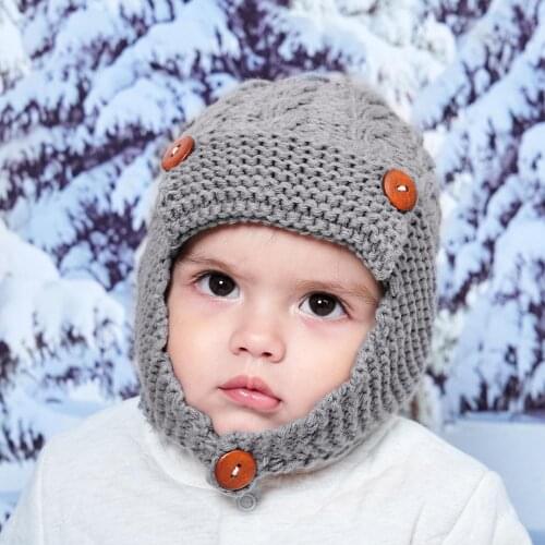 2020 Baby knitted hat New autumn and winter dinosaur jacquard boys and girls ear caps childrens woollen hat
