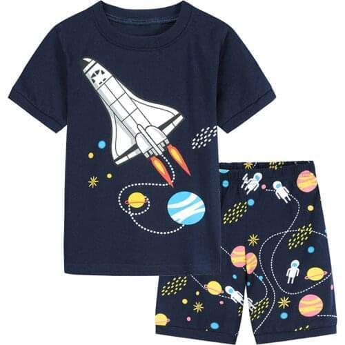 Kids Pajamas Boys Clothes Set Summer Cotton Casual Homewear Outfits Short Sleeve T-shirt Tops Shorts Boys Sleepwear Pyjamas Sets