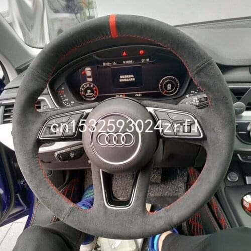 For Audi A3 A4L Q2L A5 S3 TT DIY Black Suede Car Steering Wheel Covers