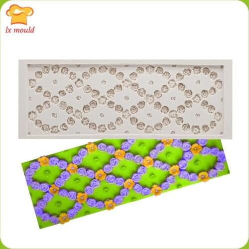 LXYY MOULD New Flower Silicone Mold Mat Chocolate Candle Piece Food Grade Silicone Mold Fondant Decoration Edge