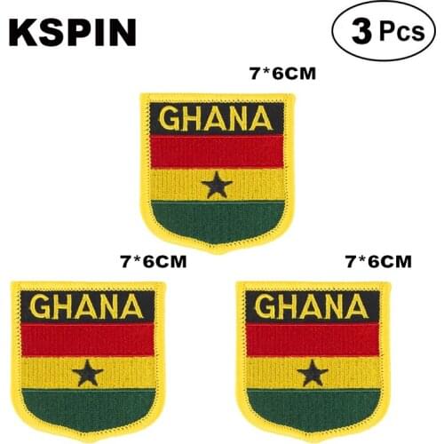 Ghana Shiled Shape flag patches national flag patches for Cothing DIY Decoration