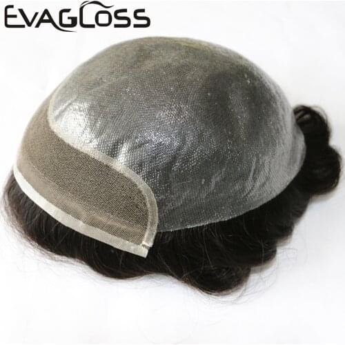 Indian Human Hair Male Wig Double Knot Swiss Lace Front Wig With Pu Hair Replacement System Unit Man Wig Natural Hair Toupee Men