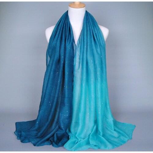 Spain Gradient Viscose Hijab Scarf Women Luxury Ombre Shawls Wrap Headscarf Muslim Women Hijab Dress Pareo Beach Womens Bandana