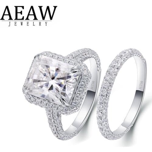 5.0carat 9x11mm DF Color VVS1 Radiant Brilliant Cut Moissanite Engagement Ring Solid 18K White Gold Fine Moissanite Ring Gift