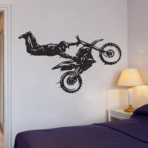 Cool Motorcycle Wall Decal for Bedroom Motocross Dirt Bike Sticker Man Cave Wall Decor Posters Boy Room Decoration Murals A460