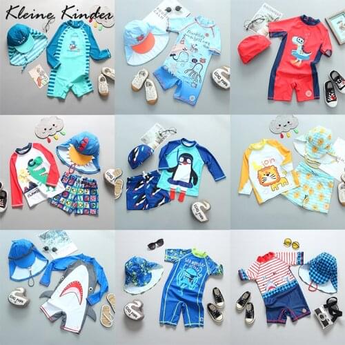 Baby Boy Swimwear Dinosaur Shark Print Long Sleeves Swimsuit Kids with UV Protection Children Swimming Suit Bathing Suit Boy