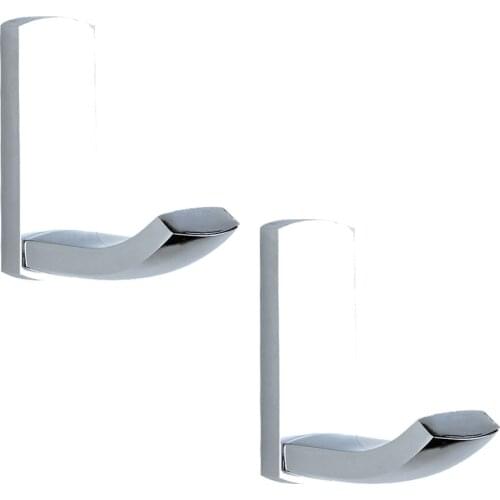 Leyden Brass Square Sliver Towel Hook Small Size Set Of 2 Packs,Polished Chrome Robe Coat Hanger Wall Mounted Heavy Duty