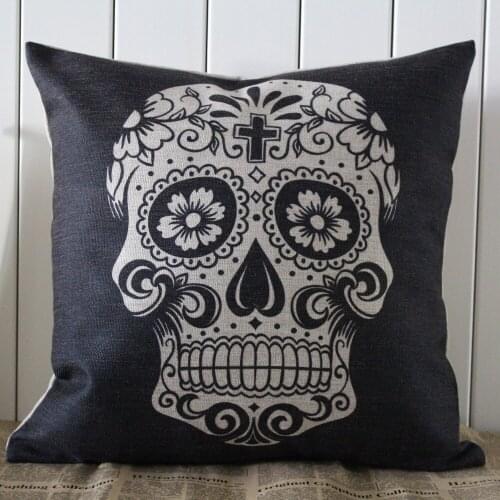 LINKWELL 45*45cm Halloween Day Stripe Skull Cushion Cover Mexican Day of the Dead Happy Halloween Gift Present