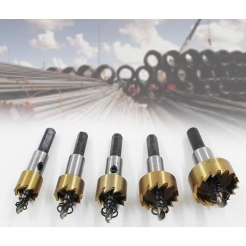 5pcs Carbide Tip HSS Hole Saw Drill Bits Set Stainless Steel Metal Wood Cutter Tool 16-30mm for Installing Locks