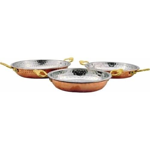 Copper 3'lü Double Handles Sahan Set