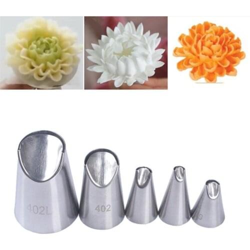 5Pcs/Set Russian Icing Piping Nozzles Pastry Tips Cake Decorating Tips Set Stainless Steel Nozzles Cupcake Baking Tools