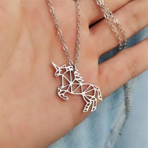 Stainless Steel Hollow out unicorn Necklace personality Pendant Necklace For Women Necklace Men Fashion girl Jewelry Gift